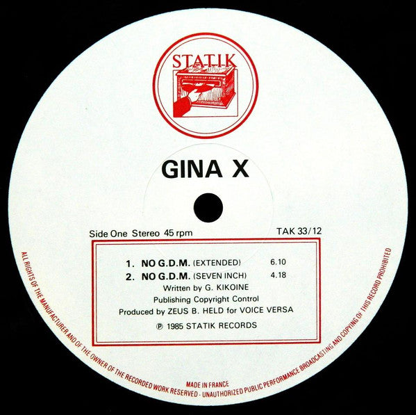 Gina X : No G·D·M (12")