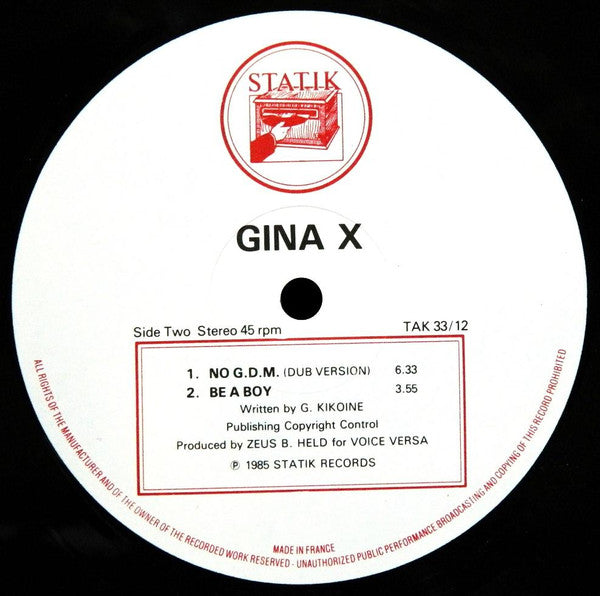 Gina X : No G·D·M (12")