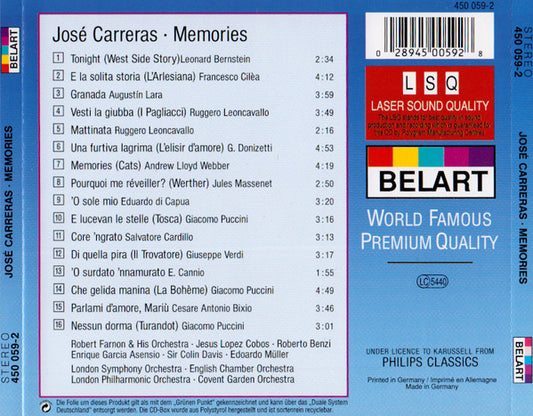 José Carreras : Memories (CD, Comp)