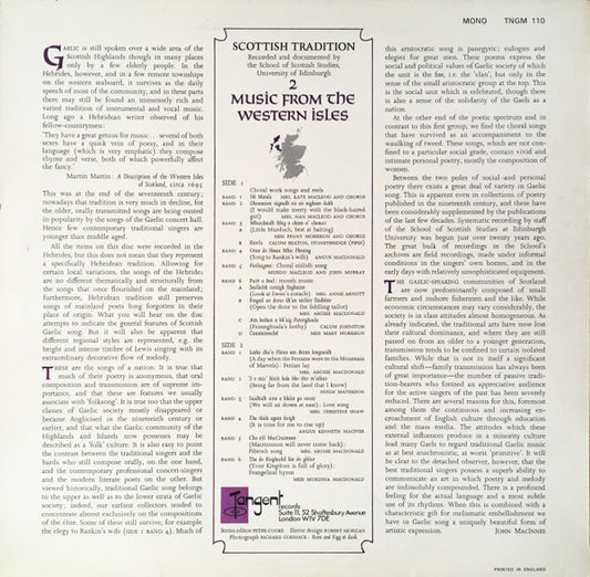 Various : Music From The Western Isles (LP, Comp, Mono)