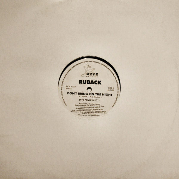 Ruback : Don't Bring On The Night (12")