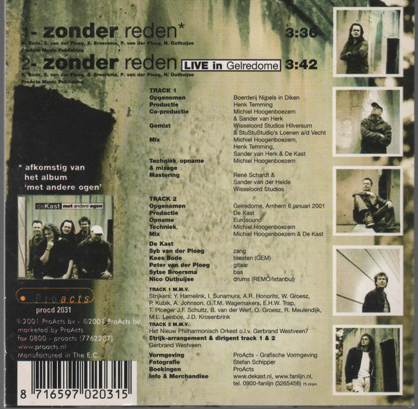 De Kast : Zonder Reden (CD, Single, Car)