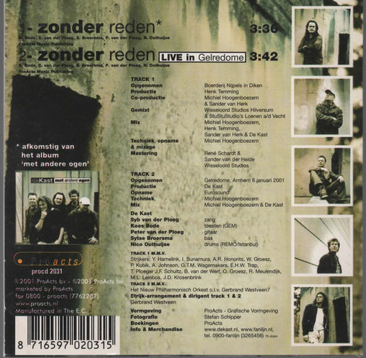 De Kast : Zonder Reden (CD, Single, Car)