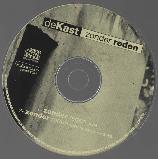 De Kast : Zonder Reden (CD, Single, Car)