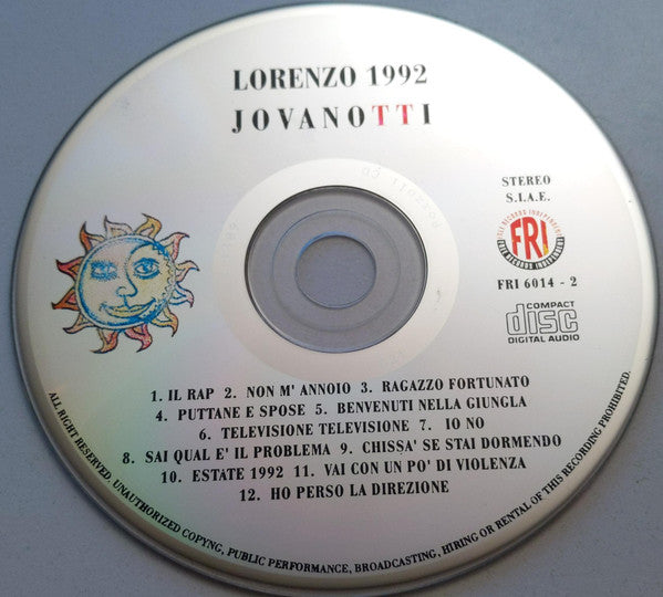 Jovanotti : Lorenzo 1992 (CD, Album)