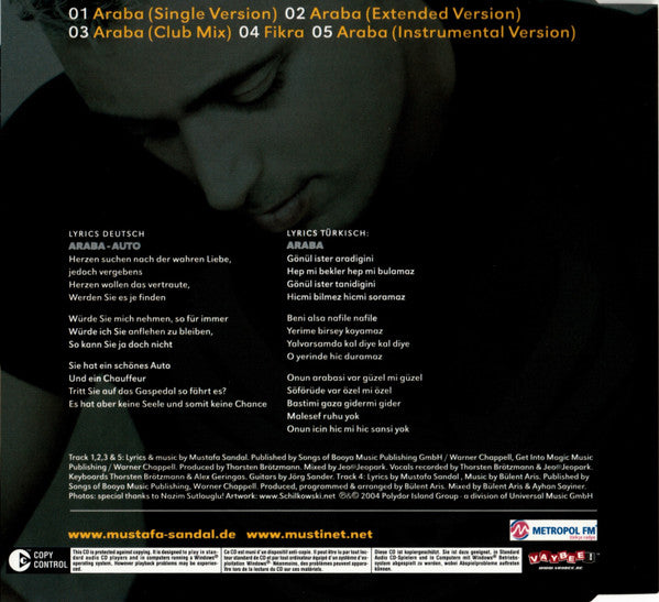 Mustafa Sandal : Araba (CD, Maxi, Copy Prot.)