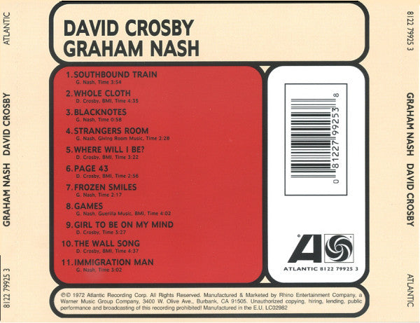 Crosby & Nash : Graham Nash David Crosby (CD, Album, RE)