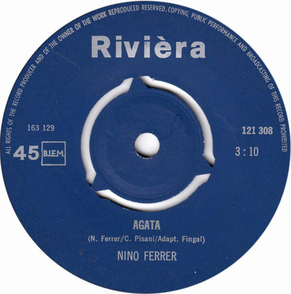 Nino Ferrer : Agata ( Spaans Gezongen ) (7", Single, Mono, 3-P)