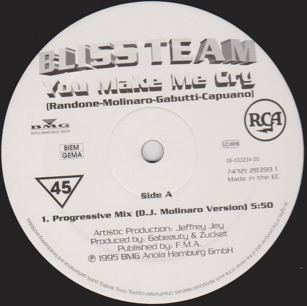Bliss Team : You Make Me Cry (12", Maxi)