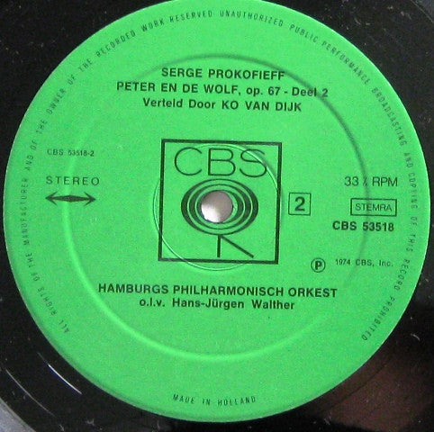 Sergei Prokofiev – Philharmonisches Staatsorchester Hamburg o.l.v. Hans-Jürgen Walther , verteller Ko Van Dijk : Peter En De Wolf (LP)