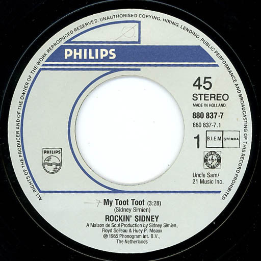 Rockin' Sidney : My Toot Toot (7", Single)