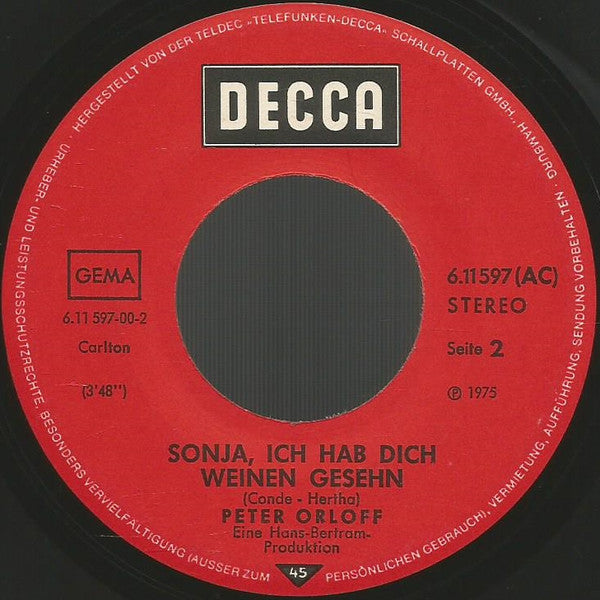 Peter Orloff : Suchst Du Die Liebe ... Sunny Girl (7", Single)