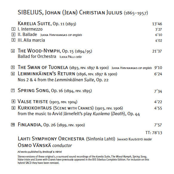Lahti Symphony Orchestra, Osmo Vänskä : The Sound Of Sibelius (SACD, Hybrid, Multichannel, Album, 5.0)