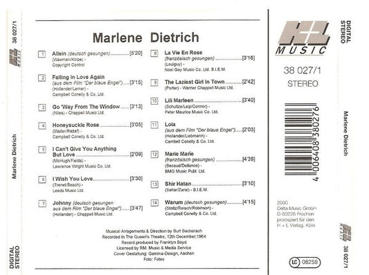 Marlene Dietrich : Marlene Dietrich (CD, Comp)