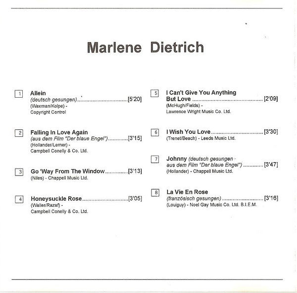 Marlene Dietrich : Marlene Dietrich (CD, Comp)