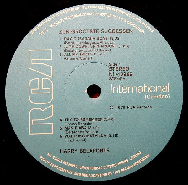 Harry Belafonte : Zijn Grootste Successen (2xLP, Comp, Gat)