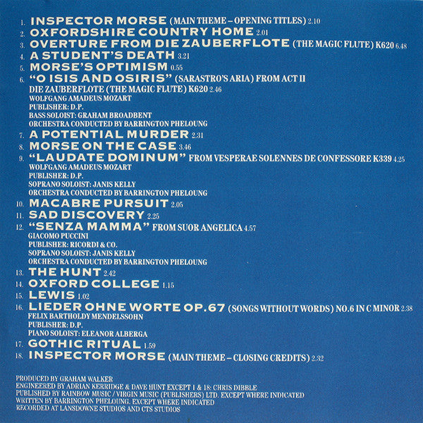 Barrington Pheloung : Inspector Morse (Original Music From The ITV Series) (CD, Album)