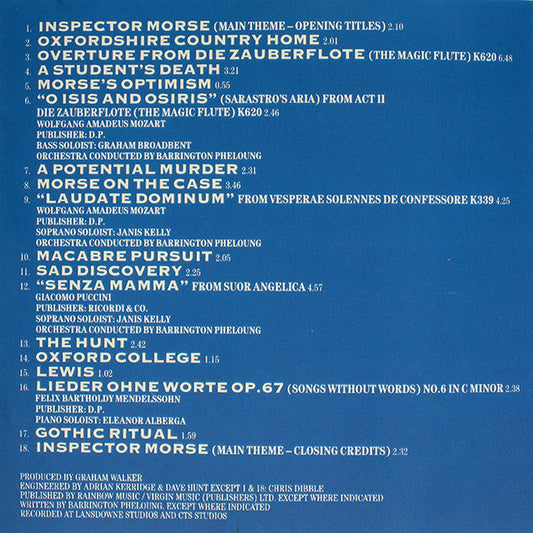 Barrington Pheloung : Inspector Morse (Original Music From The ITV Series) (CD, Album)