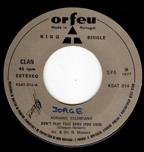 Adriano Celentano : Don't Play That Song (7", Single, P/Mixed)