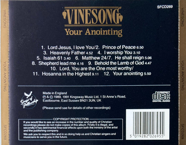 Vinesong : Your Anointing (CD, Album)