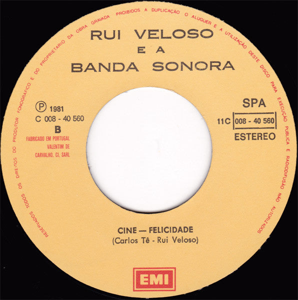 Rui Veloso E A Banda Sonora (2) : Um Café E Um Bagaço (7", Single)