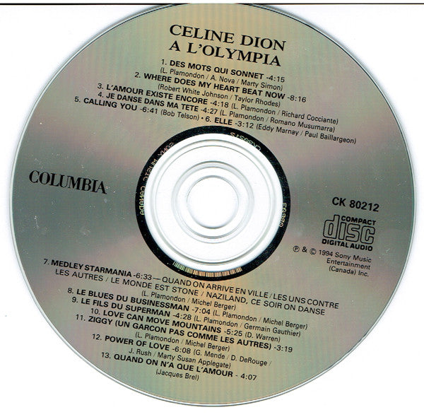 Céline Dion : À L'Olympia (CD, Album)