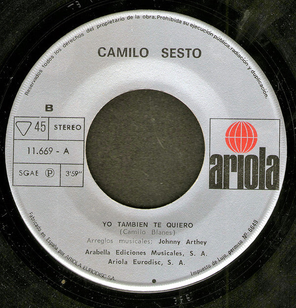 Camilo Sesto : Ayudadme (7", Single)
