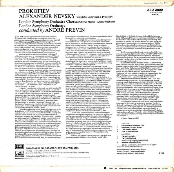 Sergei Prokofiev, Anna Reynolds, London Symphony Chorus, London Symphony Orchestra, André Previn : Alexander Nevsky Cantata, Op. 78 (LP)