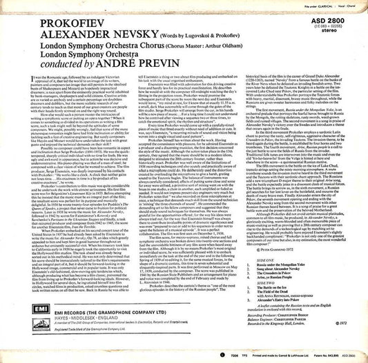 Sergei Prokofiev, Anna Reynolds, London Symphony Chorus, London Symphony Orchestra, André Previn : Alexander Nevsky Cantata, Op. 78 (LP)
