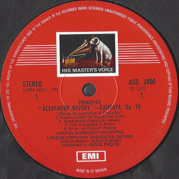 Sergei Prokofiev, Anna Reynolds, London Symphony Chorus, London Symphony Orchestra, André Previn : Alexander Nevsky Cantata, Op. 78 (LP)