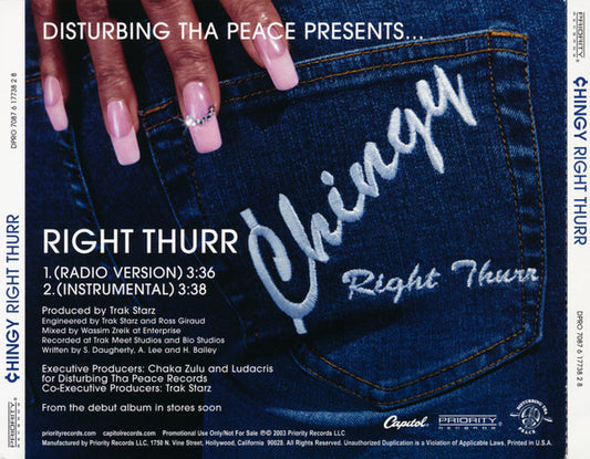 Chingy : Right Thurr (CD, Single, Promo)