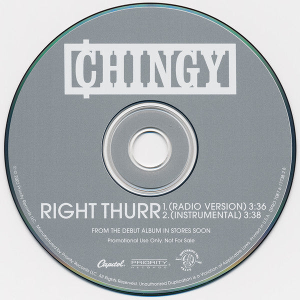 Chingy : Right Thurr (CD, Single, Promo)