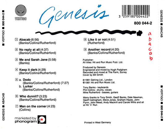 Genesis : Abacab (CD, Album, RE, Blu)