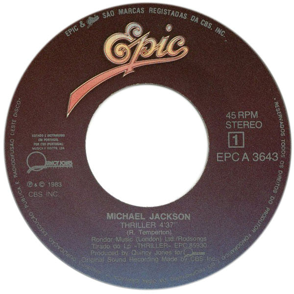 Michael Jackson : Thriller (Special Edit) (7", Single)