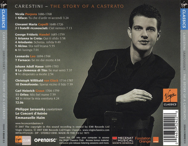 Philippe Jaroussky / Le Concert D'Astrée / Emmanuelle Haïm : Carestini - The Story Of A Castrato (CD, Album, Enh)