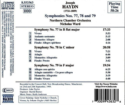 Joseph Haydn, Northern Chamber Orchestra, Nicholas Ward : Symphonies Vol. 20 (Nos. 77, 78 And 79) (CD, Album)