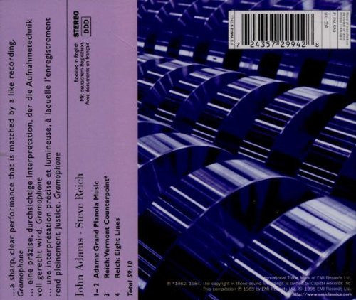 John Adams / Steve Reich - Solisti New York, Ransom Wilson : Grand Pianola Music / Vermont Counterpoint / Eight Lines (CD, Comp, RE)