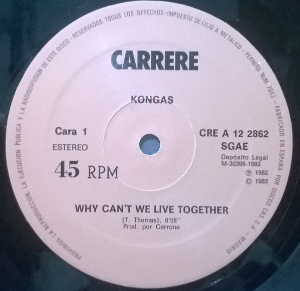Kongas : Why Can't We Live Together (12", Maxi)