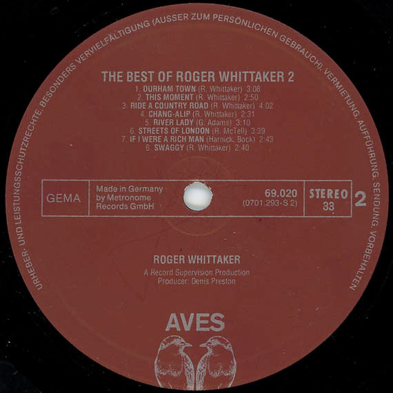 Roger Whittaker : The Best Of Roger Whittaker 2 (LP, Comp)