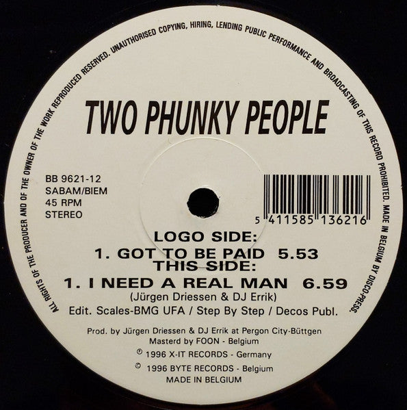 Two Phunky People : Got To Be Paid (12")