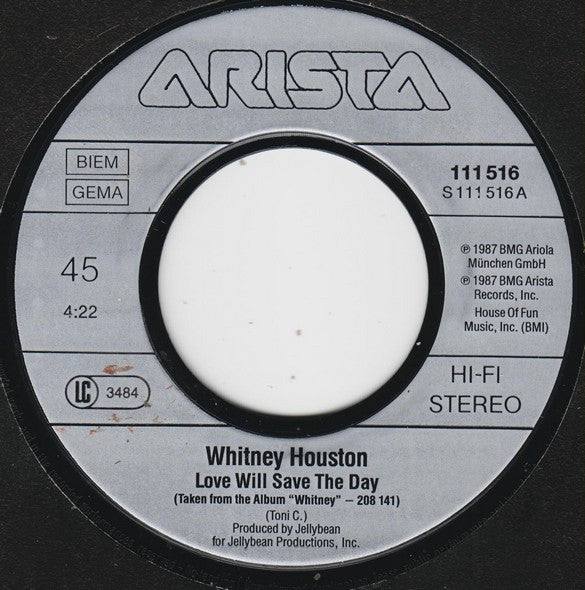 Whitney Houston : Love Will Save The Day (7", Single)