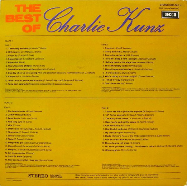 Charlie Kunz : The Best Of Charlie Kunz (2xLP, Comp)