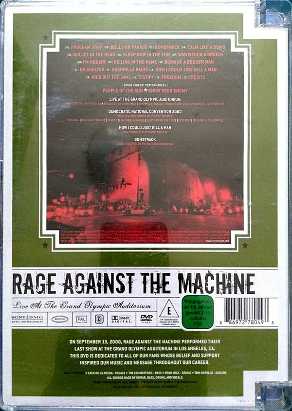 Rage Against The Machine : Live At The Grand Olympic Auditorium (DVD-V, RE, Multichannel, PAL)