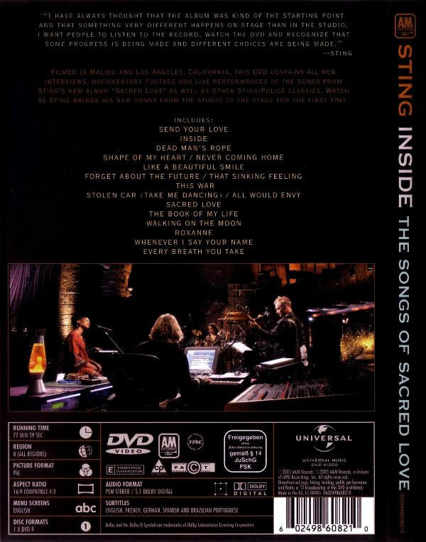 Sting : Inside The Songs Of Sacred Love (DVD-V, PAL)