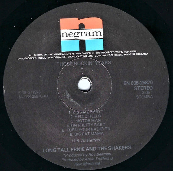 Long Tall Ernie And The Shakers : Those Rockin' Years (LP, Comp)