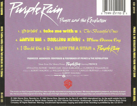 Prince And The Revolution : Purple Rain (CD, Album, RE, RP, Cin)