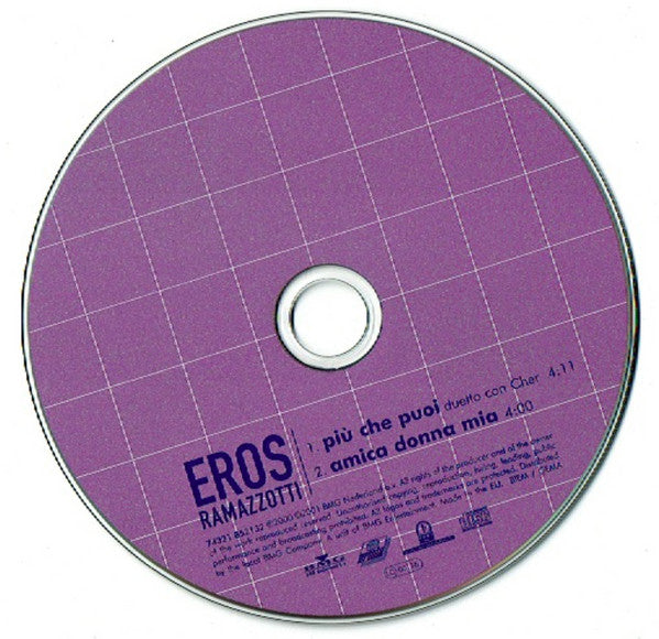 Eros Ramazzotti Duetto Con Cher : Più Che Puoi (CD, Single, Car)