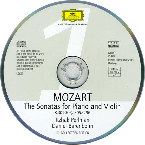 Wolfgang Amadeus Mozart, Itzhak Perlman, Daniel Barenboim : The Violin Sonatas (4xCD, Comp + Box, Comp)