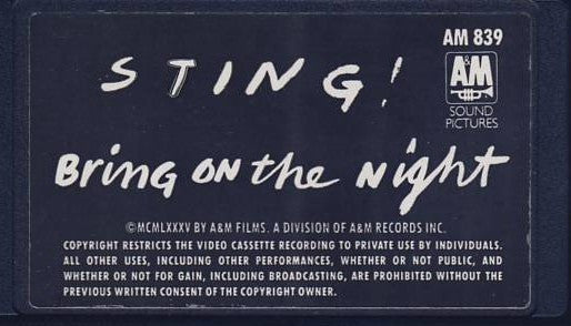 Sting : Bring On The Night (M. Le Sting Et 'Les Tortues Bleus') (VHS)