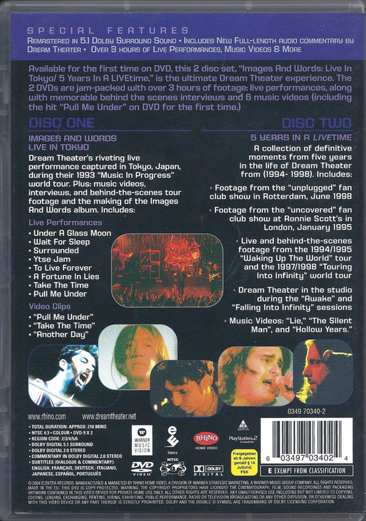 Dream Theater : Double Feature: Images And Words, Live In Tokyo / Dream Theater, 5 Years In A Live Time (2xDVD-V, NTSC)